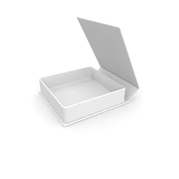Empty white box for gifts and other goods. Isolated white background. High re Stock Illustration