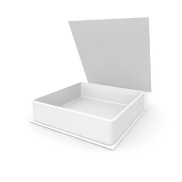 Empty white box for gifts and other goods. Isolated white background. High re Stock Illustration
