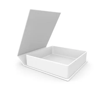 Empty white box for gifts and other goods. Isolated white background. High re Illustrazione stock