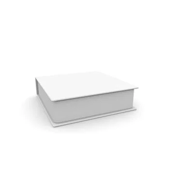 Empty white box for gifts and other goods. Isolated white background. High re Stock Illustration