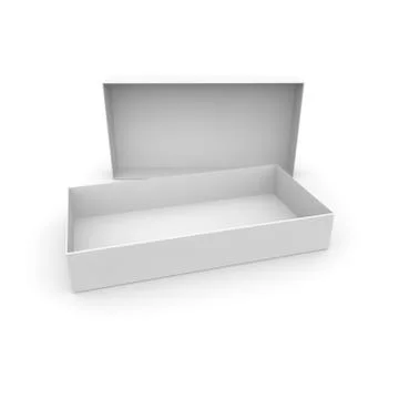 Empty white box with lid on white isolated background Stock Illustration