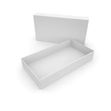 Empty white box with lid on white isolated background Stock Illustration