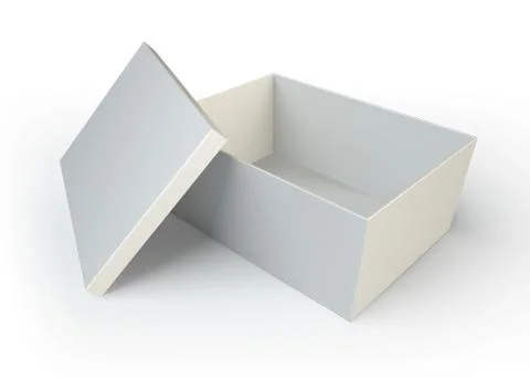 Empty white box opened on white background Stock Illustration