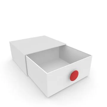 Empty white box with red handle with pull-out compartment for gifts Stock Illustration