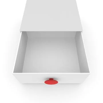 Empty white box with red handle with pull-out compartment for gifts Stock Illustration