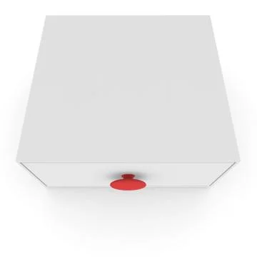 Empty white box with red handle with pull-out compartment for gifts Stock Illustration