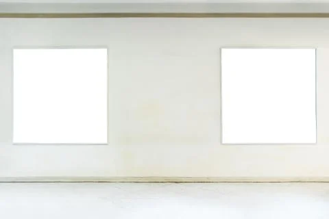 Empty white canvas on the wall, Backgrounds Stock Photos