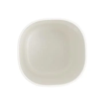 Empty white ceramic bowl viewed from above. Minimalist kitchen utensil for .. Stock Photos