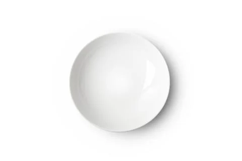 Empty white ceramic plate. Isolated on white background Stock Photos