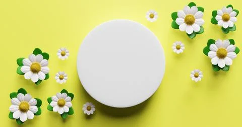 Empty white circle in the center with flowers. Illustrazione stock