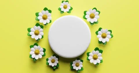 An empty white circle in the center surrounded by flowers. Illustrazione stock