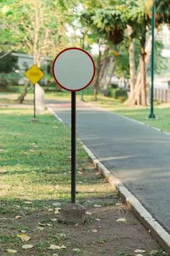 The empty white circular sign. Stock Photos