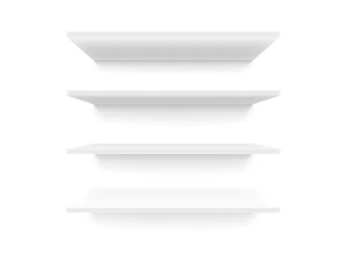 Empty white clean shelves. 3d vector illustration Stock Illustration
