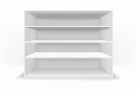 Empty white clean show case in bright interior Stock Illustration