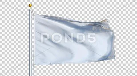 Empty white clear flag, close up, isolated with alpha channel Stock Photos