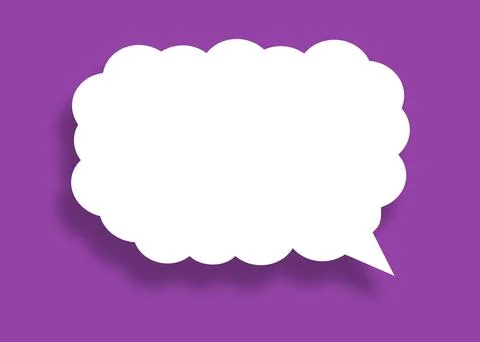Empty white cloud paper speech bubble shape against purple background. Stock Illustration