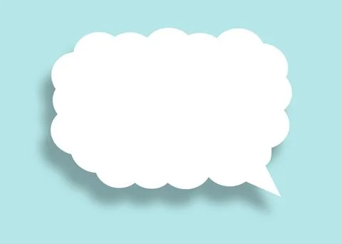 Empty white cloud paper speech bubble shape against light blue background. 스톡 일러스트