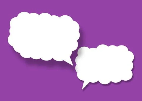 Empty white cloud paper speech bubble shape against purple background. Stock Illustration