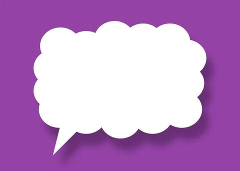 Empty white cloud paper speech bubble shape against purple background. Stock Illustration