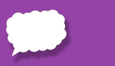 Empty white cloud paper speech bubble shape against purple background. Stock Illustration