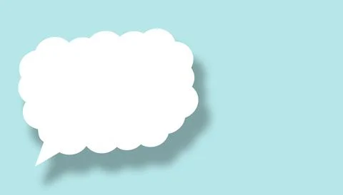 Empty white cloud paper speech bubble shape against light blue background. Stock Illustration