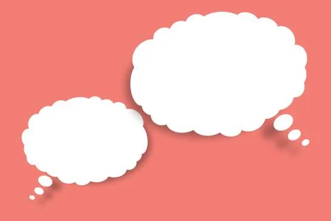 Empty white cloud paper speech bubble shape against light Rose color backgr.. Stock Photos