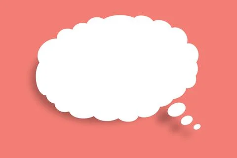 Empty white cloud paper speech bubble shape against light Rose color backgr.. Stock Photos