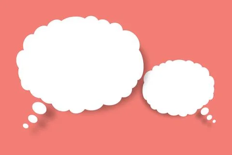 Empty white cloud paper speech bubble shape against light Rose color backgr.. Foto stock