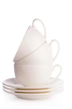 Empty white coffee cup on white background Stock Photos