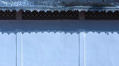 Empty white concrete wall of ancient temple. Stock Photos