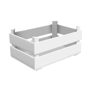 Empty white crate vector with two planks and holes. Stock Illustration