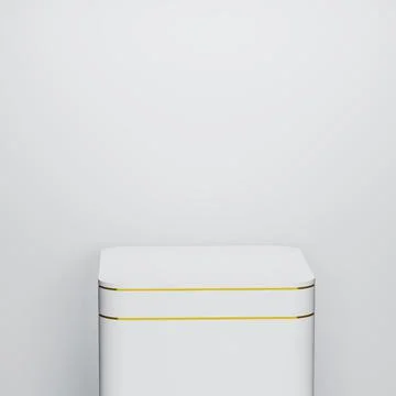 Empty white cube podium with gold line on white  background Stock Illustration