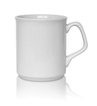Empty white cup isolated on white background Stock Photos