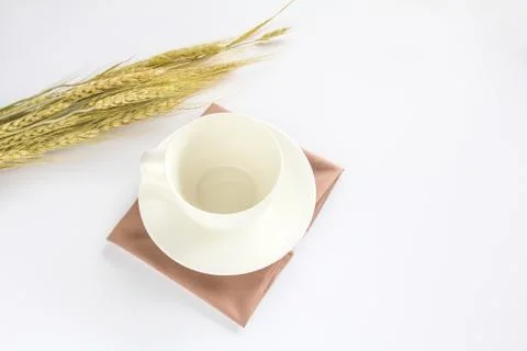 Empty white cup on white background Stock Photos