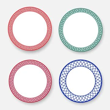 Empty White dish with Chinese pattern, vector Stockillustratie