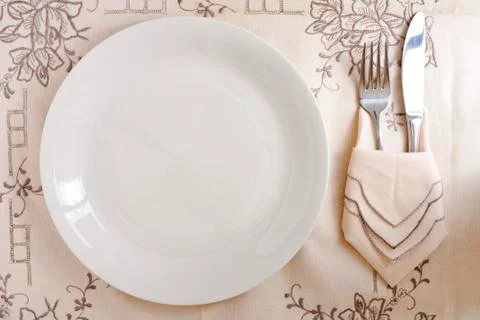 Empty White Dish on a Table Stock Photos