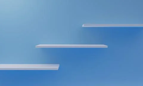 Empty white display shelves on the wall, bookshelf or retail shelf concept Stock Illustration