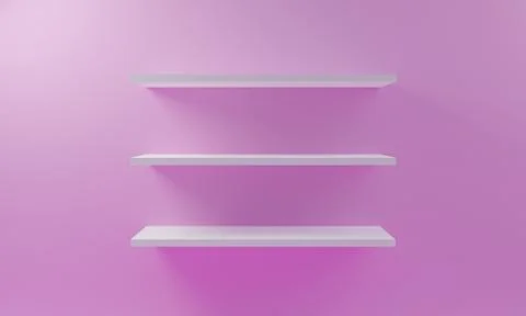 Empty white display shelves on the wall, bookshelf or retail shelf concept Stock Illustration