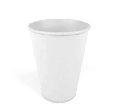 Empty white disposable paper cup isolated on white background Stock Illustration