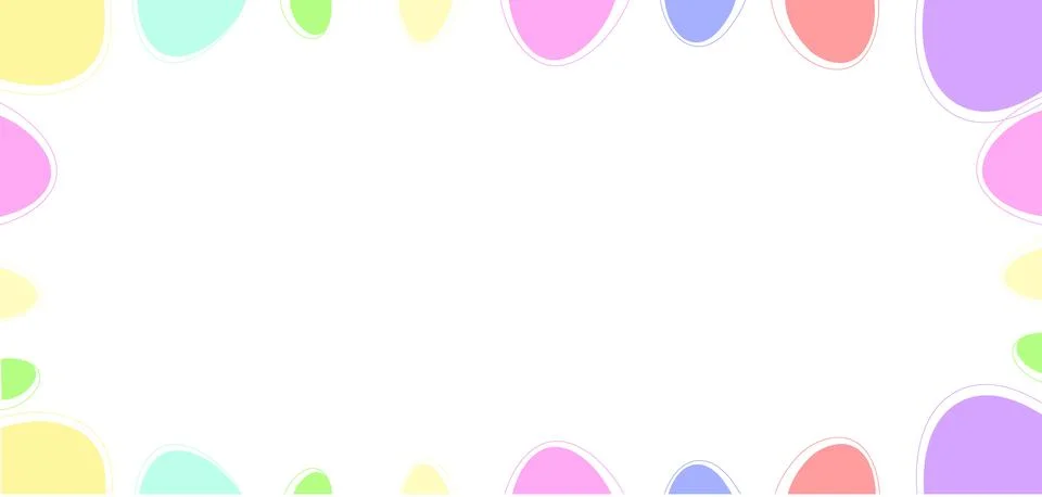 Empty white Easter-themed background with a bright pastel egg border, perfect Illustrazione stock