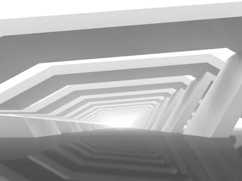 Empty white endless tunnel perspective. 3d rendering 스톡 일러스트