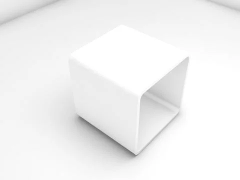 Empty white exhibition box in blank interior Stock Illustration