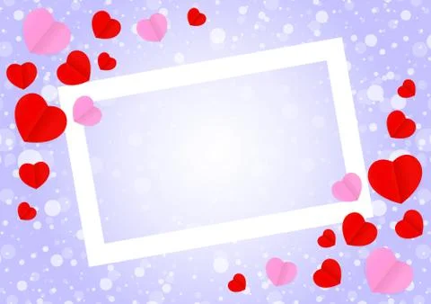 Empty white frame and red pink heart shape for template banner valentines Stock-Illustration