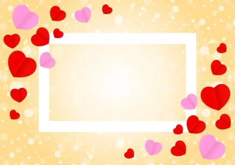 Empty white frame and red pink heart shape for template banner valentines Illustrazione stock