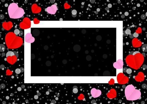 Empty white frame and red pink heart shape for template banner valentines car Illustration