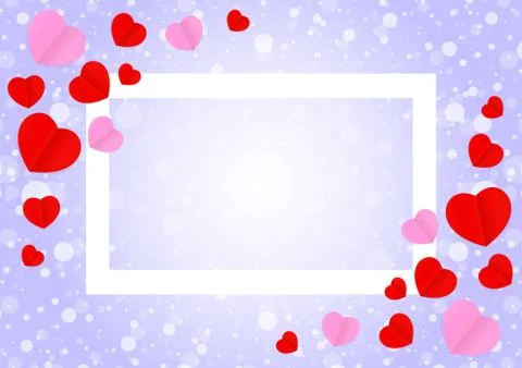 Empty white frame and red pink heart shape for template banner valentines car Stock-Illustration