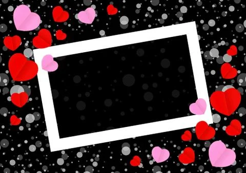 Empty white frame and red pink heart shape for template banner valentines car Stock-Illustration