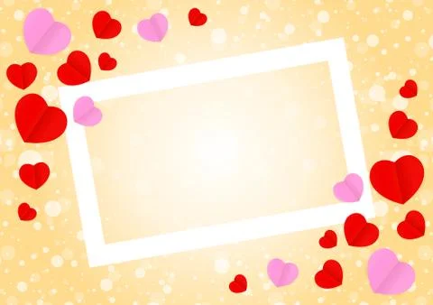 Empty white frame and red pink heart shape for template banner valentines car Ilustración de archivo