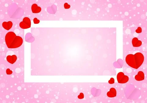 Empty white frame and red pink heart shape for template banner valentines car Illustrazione stock