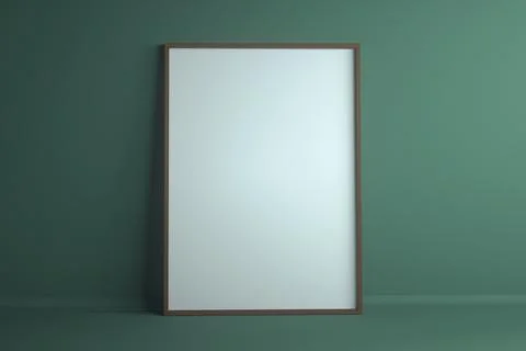 Empty white frame on green background. Mockup with copyspace. 3d rendering イラスト素材